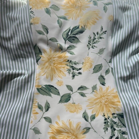 Floral Striped Swimsuit with Yellow Accents - Picture 3 of 7